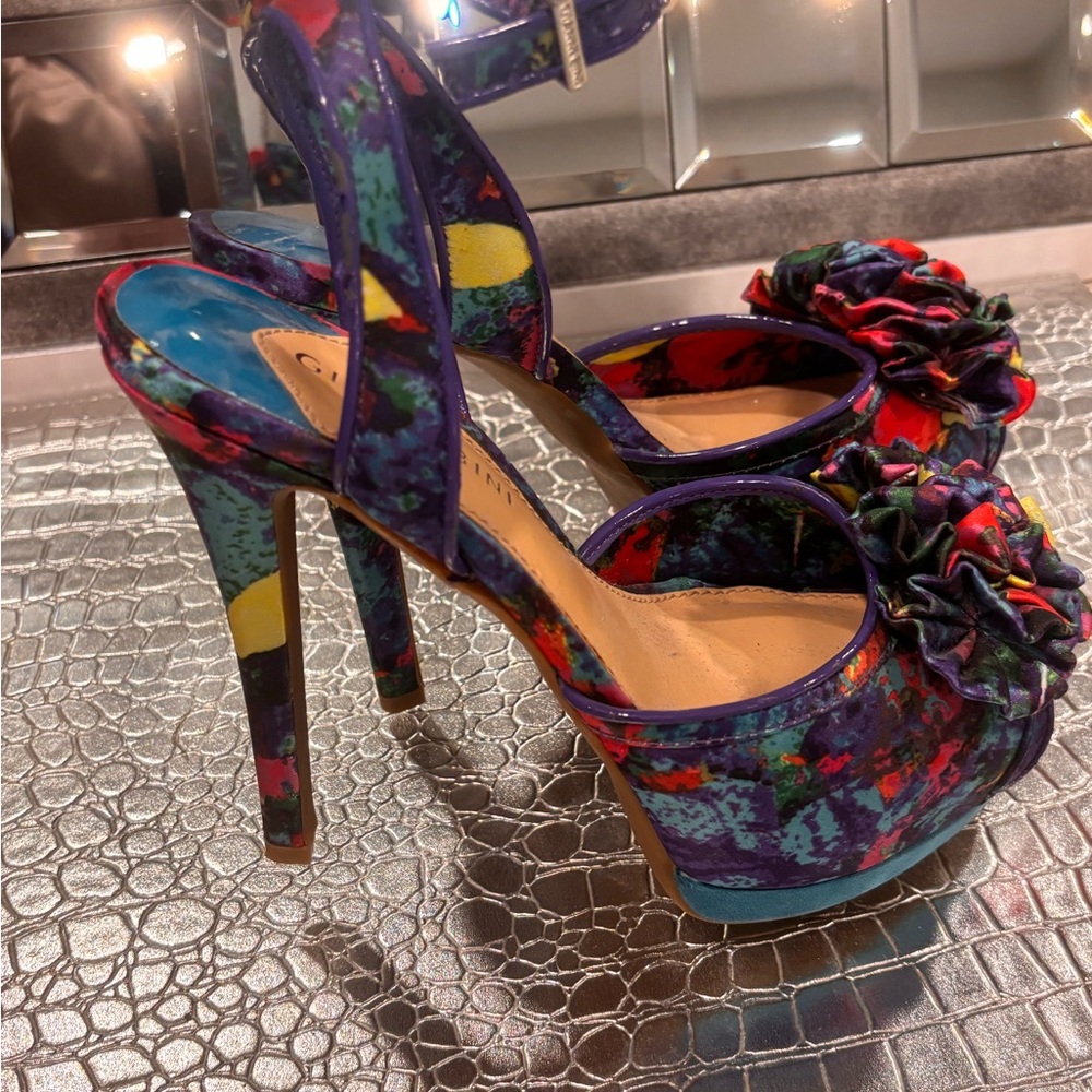 Gianni Bini Multicolor Floral Platform Heels - Purple, Blue, Red - Picture 6 of 6